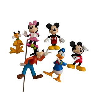 Disney Mickey and Friends Figure Lot of 6 Mickey Minnie Pluto Goofy Donald